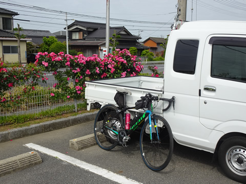 出発地の冠山総合公園駐車場